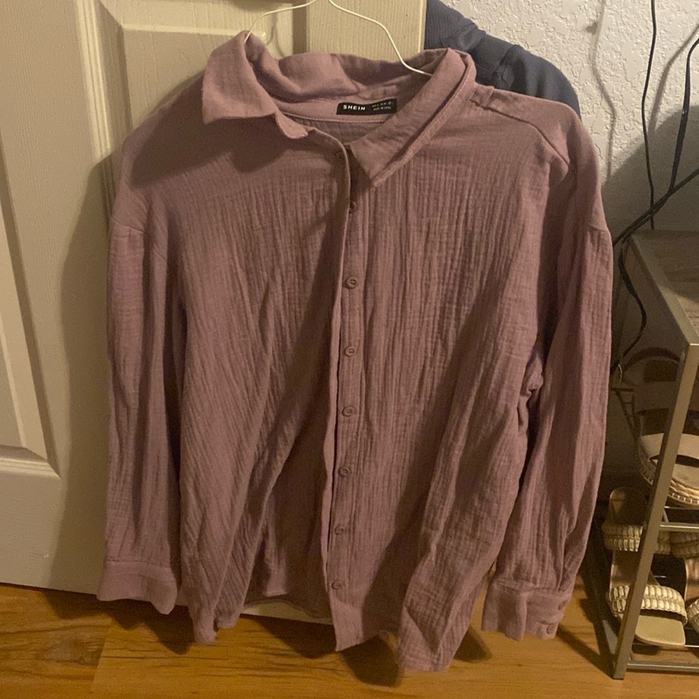Purple button down shirt